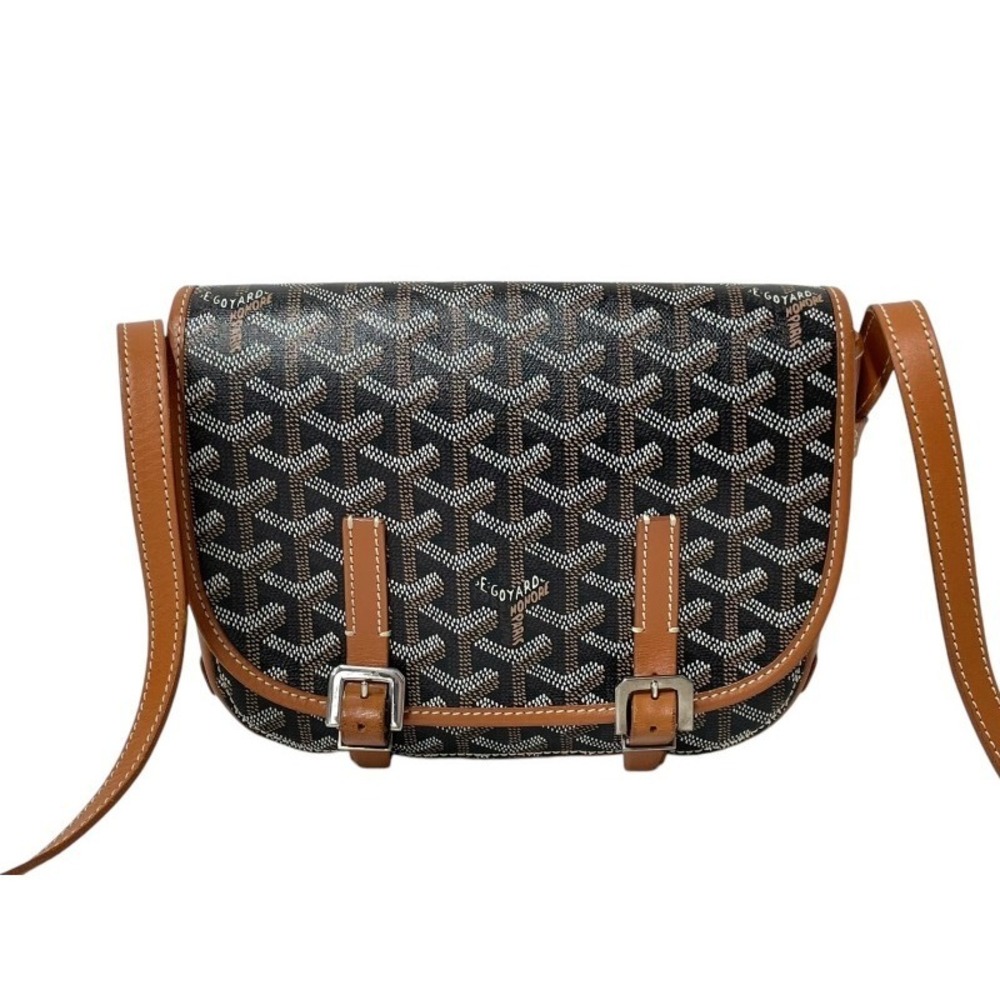 Goyard Belvedere Brown Leather Bag Black Shoulder